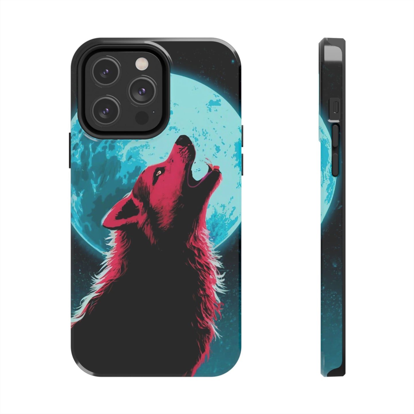 Teal Moon Wolf Serenade Tough Phone Case