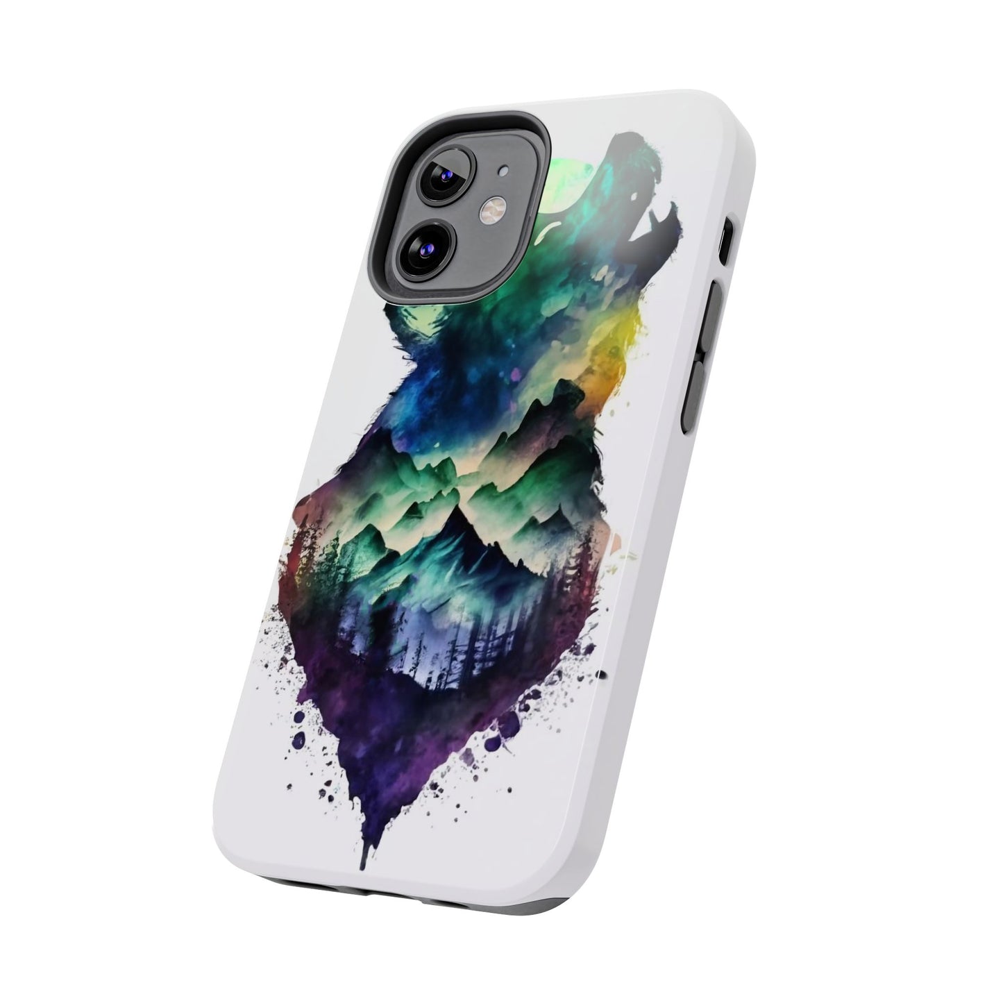 Moonlit Howling Wolf Double Exposure Tough Phone Case