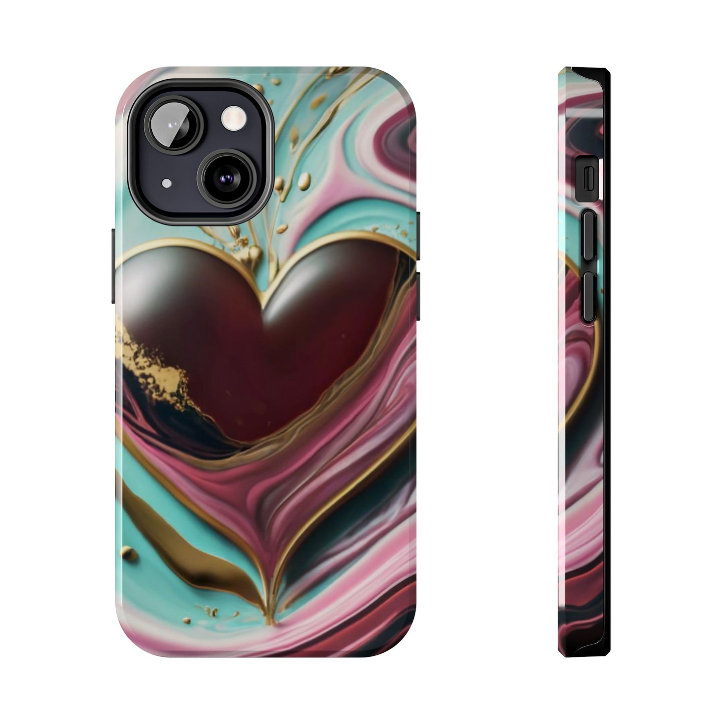 Glossy Heartburst Acrylic Pour Tough Phone Case