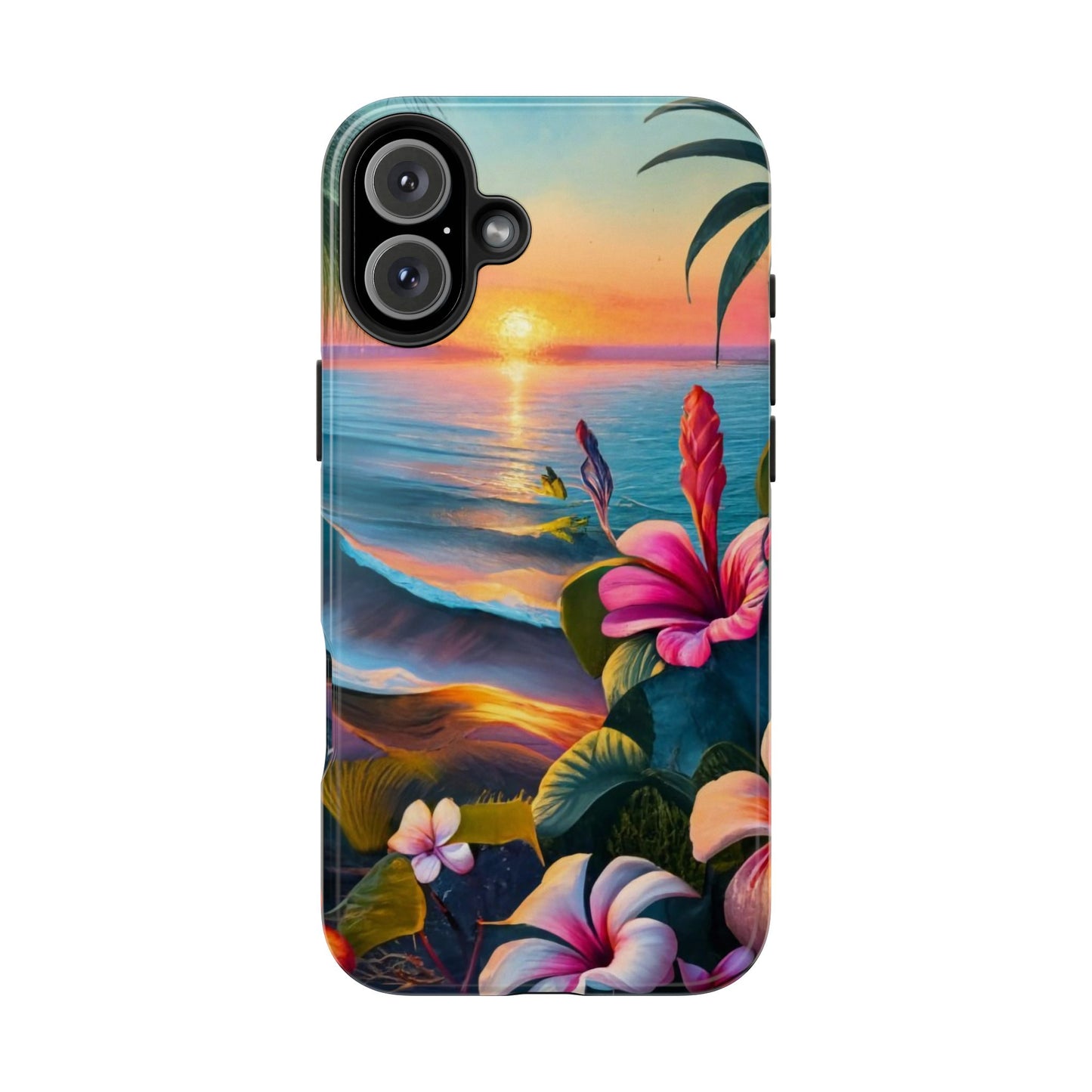 Sunset Beach Hibiscus Palms Tough Phone Case