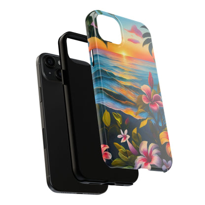 Sunset Palms and Hibiscus Tough Phone Case