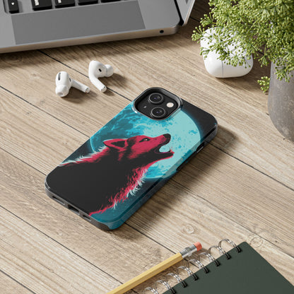 Teal Moon Wolf Serenade Tough Phone Case