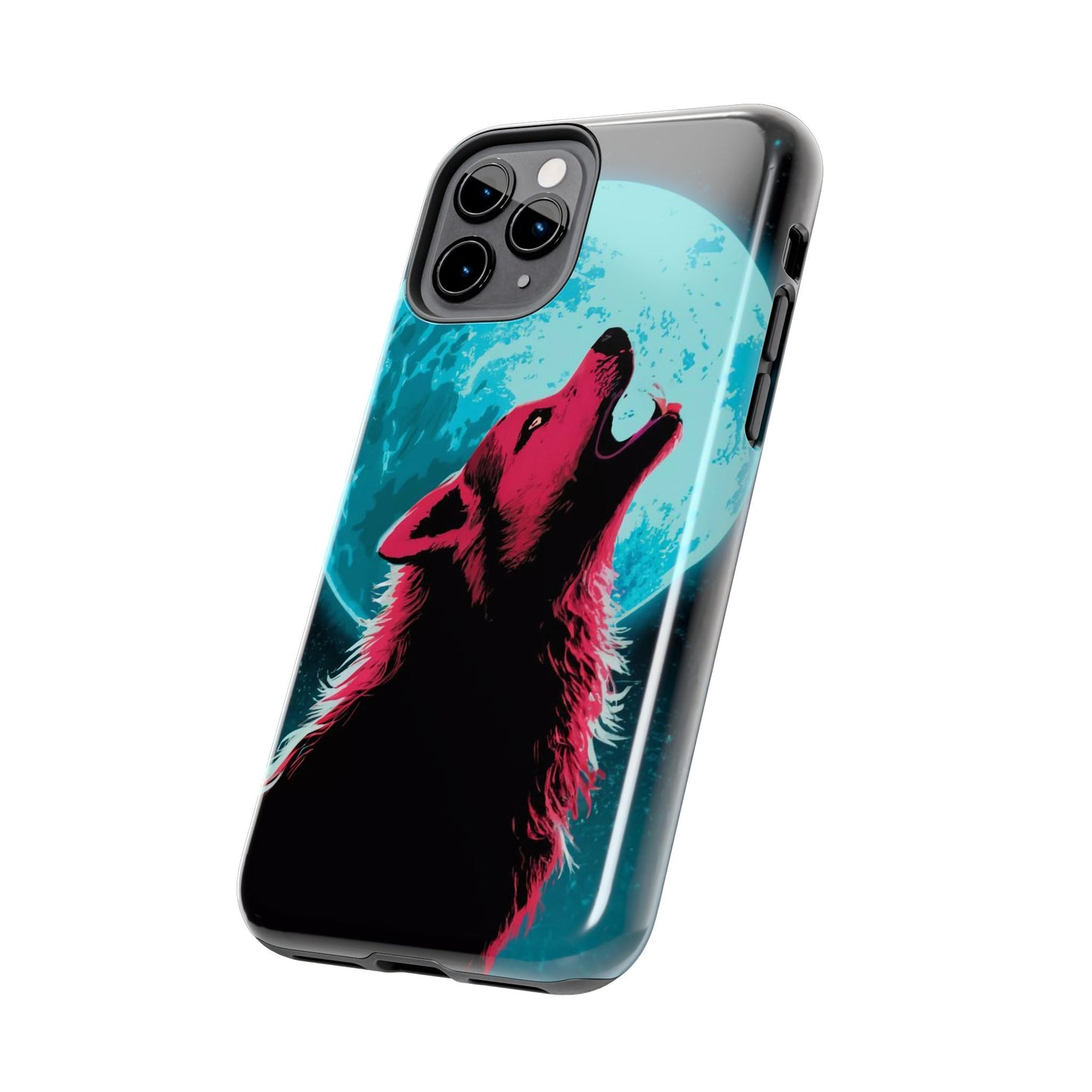 Teal Moon Wolf Serenade Tough Phone Case