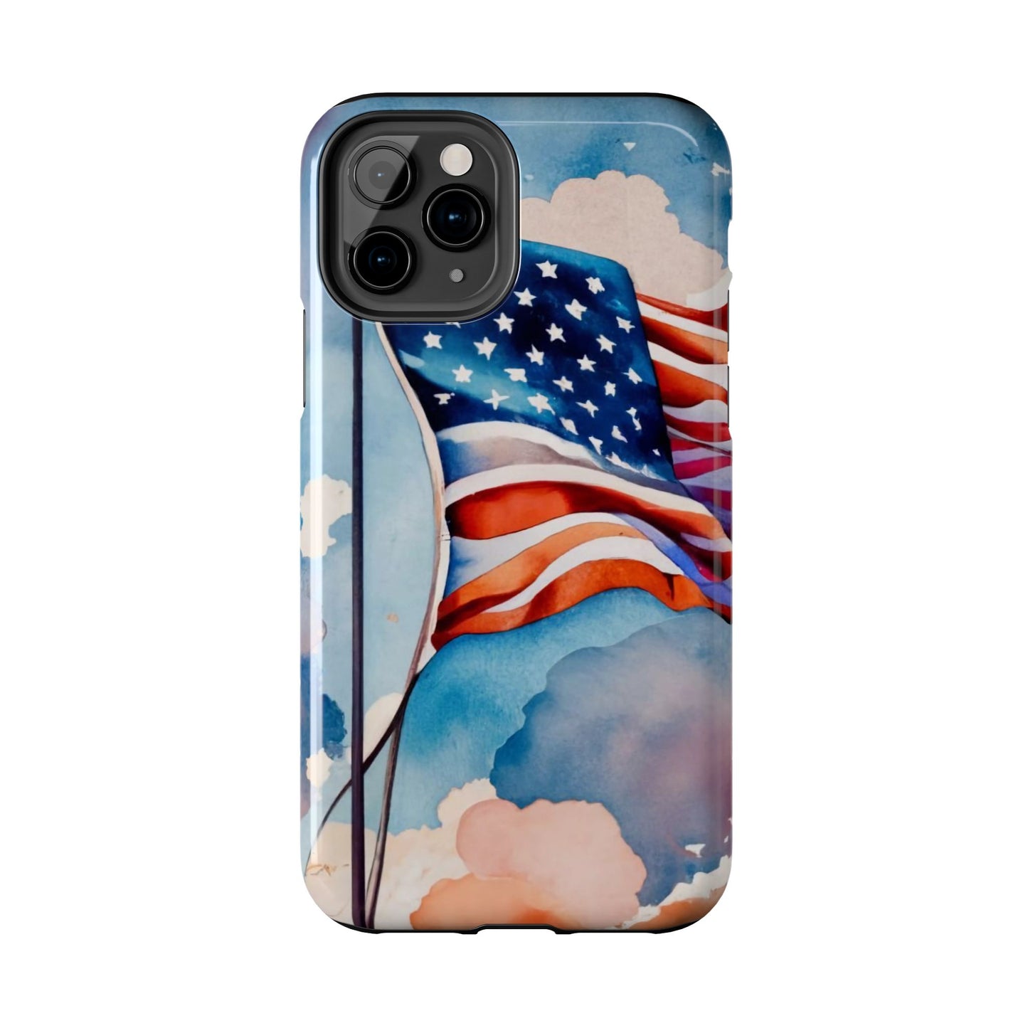 Windswept Patriot Watercolor Flag Tough Phone Case