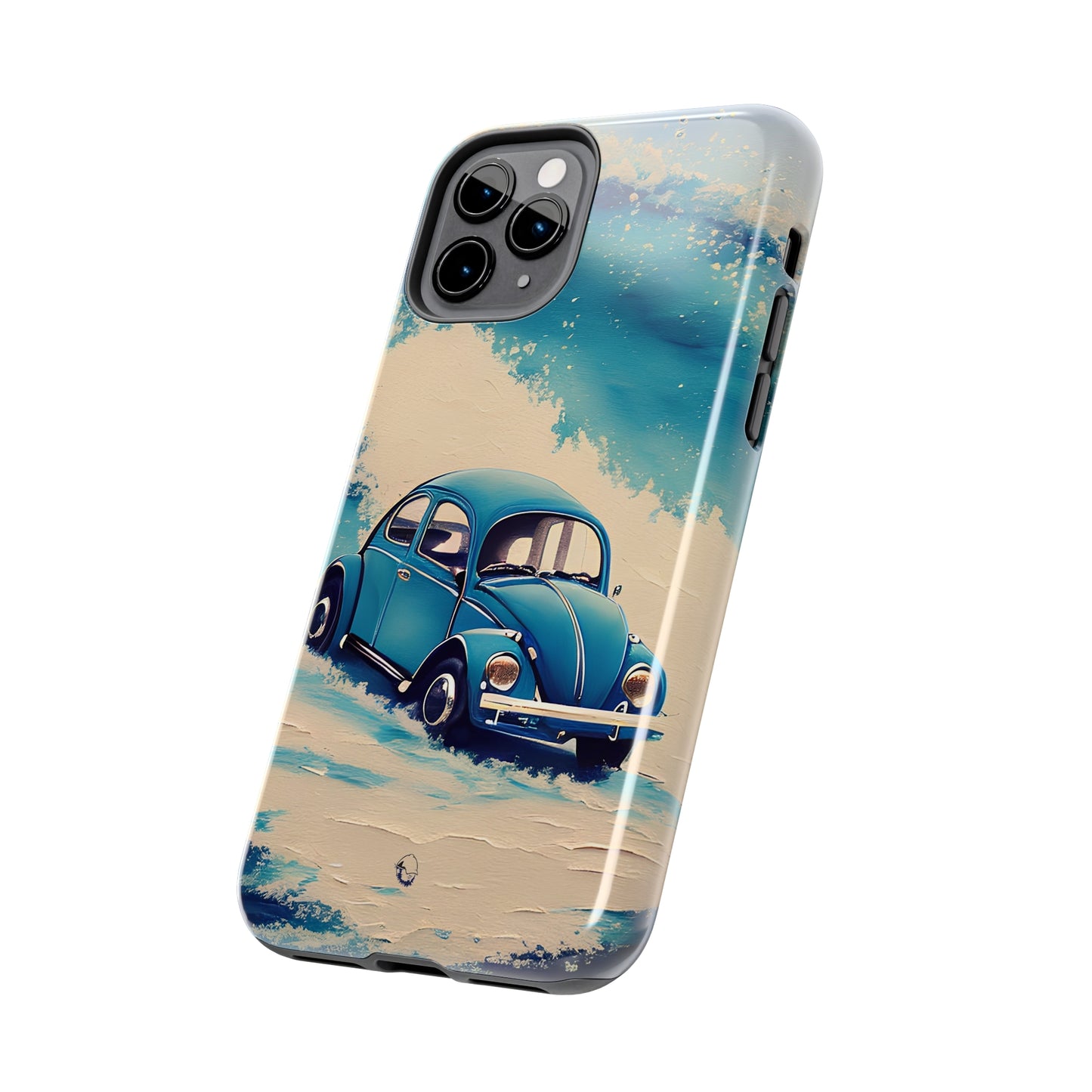 Wave Chasing Painted Blue VDub Beetle - Tough Phone Case