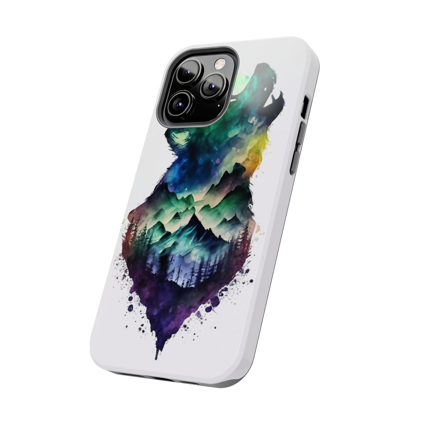 Moonlit Howling Wolf Double Exposure Tough Phone Case