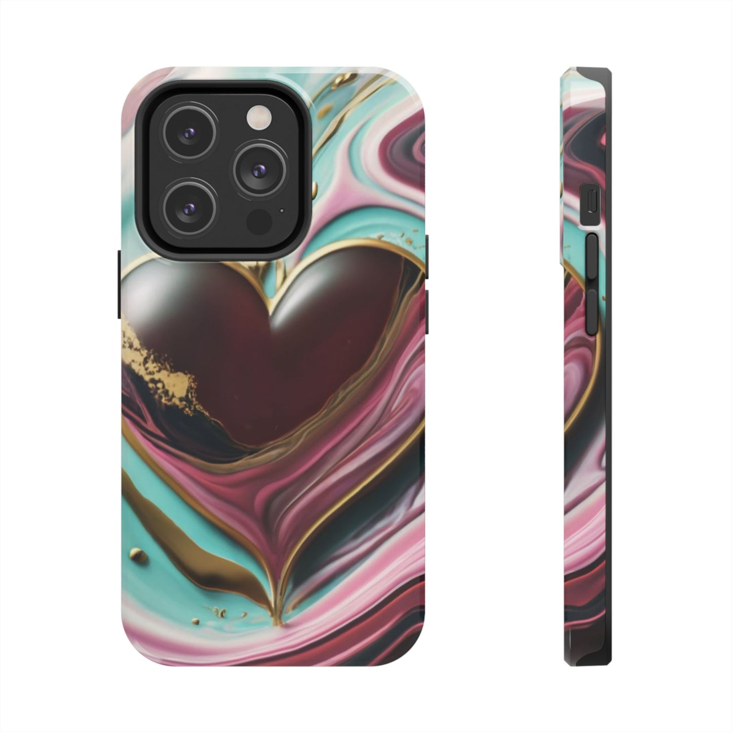 Glossy Heartburst Acrylic Pour Tough Phone Case