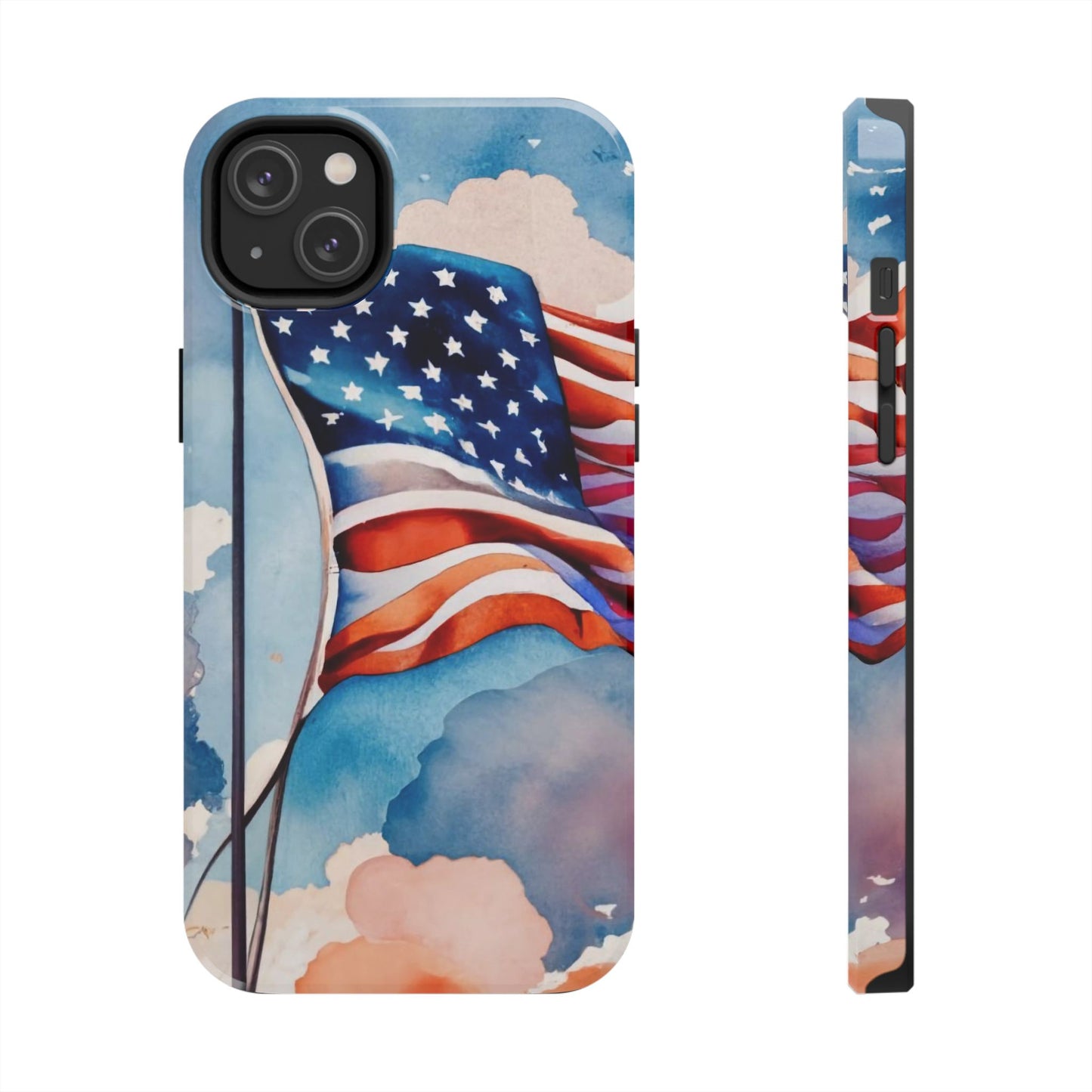 Windswept Patriot Watercolor Flag Tough Phone Case