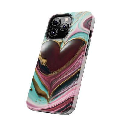 Glossy Heartburst Acrylic Pour Tough Phone Case