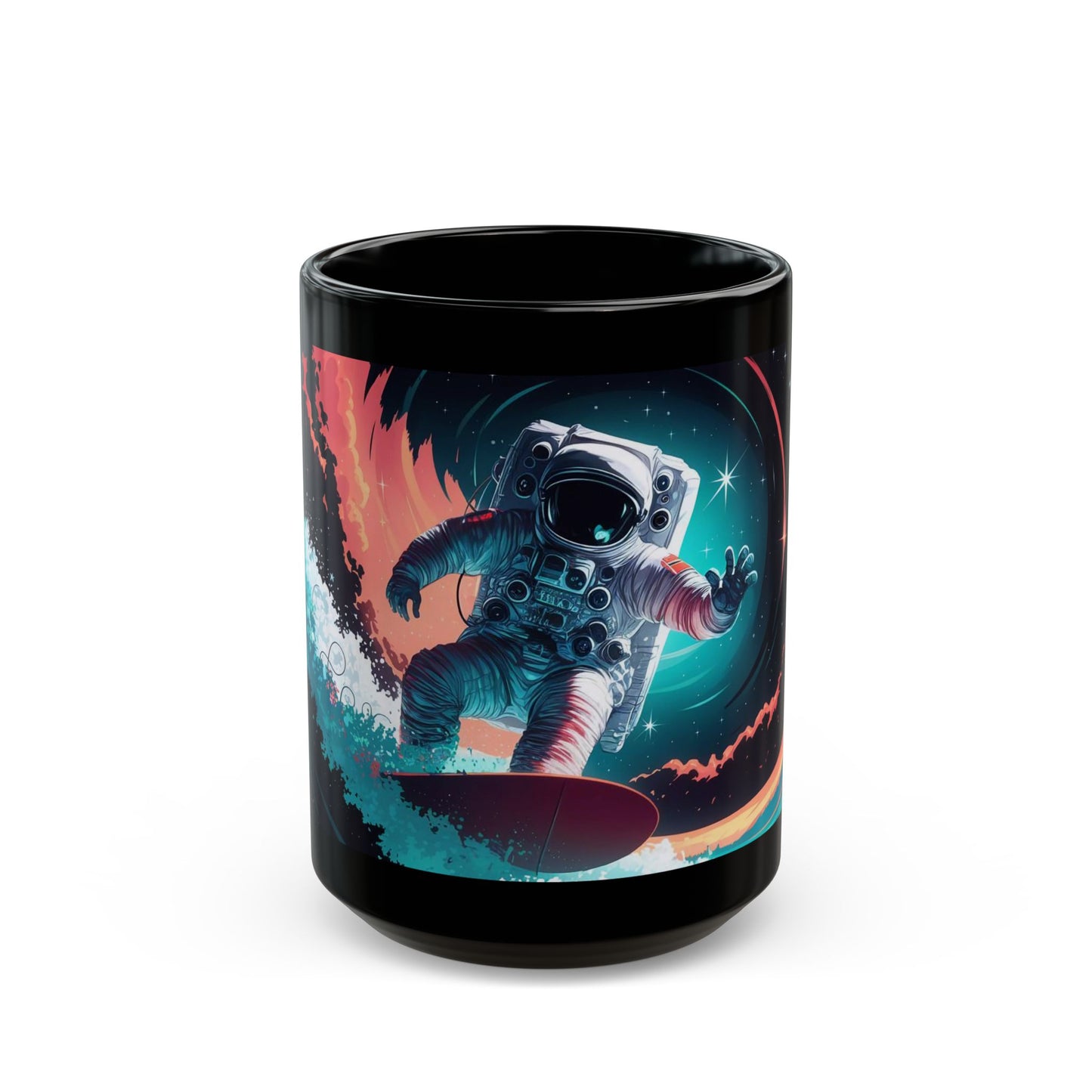 Zero-Gravity Surfing Astronaut Mug – Cosmic Adventure