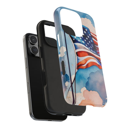 Windswept Patriot Watercolor Flag Tough Phone Case