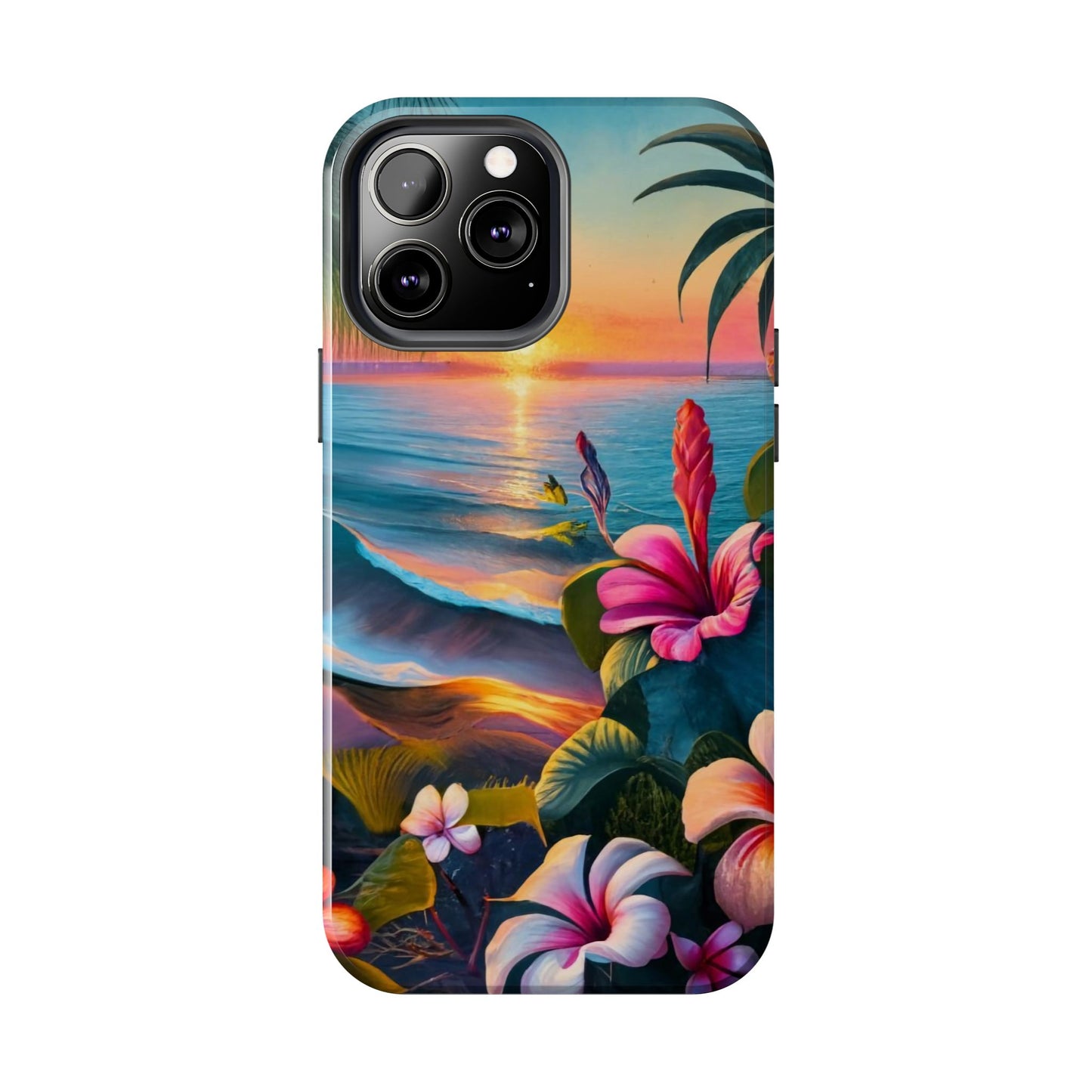 Sunset Beach Hibiscus Palms Tough Phone Case