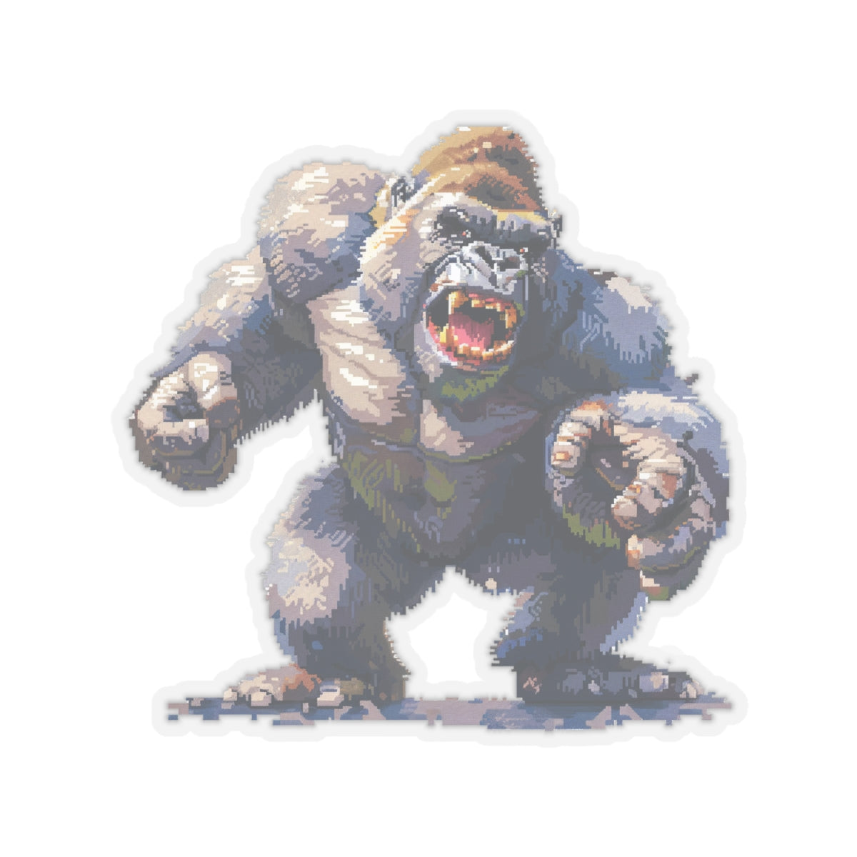 Pixelated Striking Gorilla Titan Vinyl Sticker