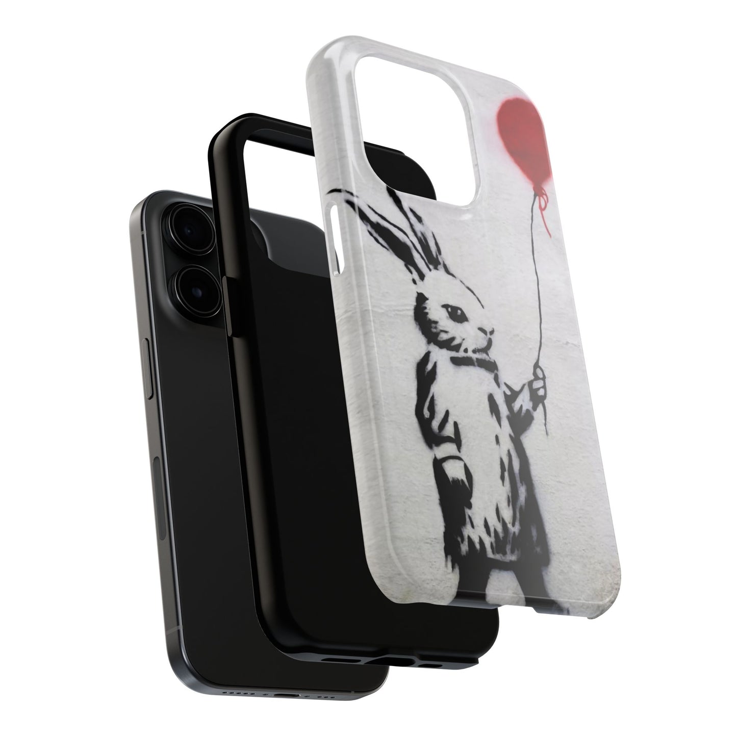 Banksy-Inspired Rabbit Balloon Escape Tough Phone Case