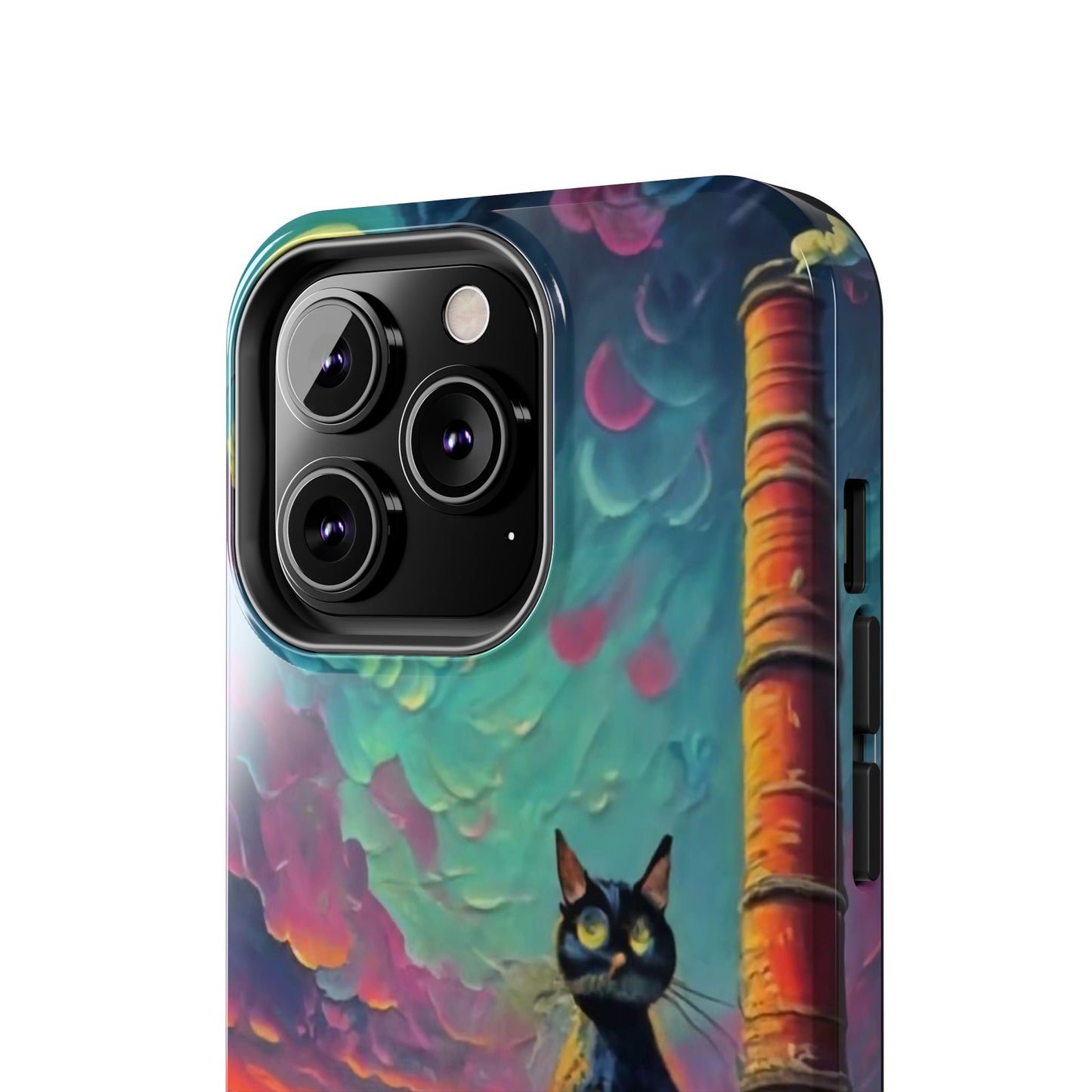 Midnight Rooftop Black Cat Tough Phone Case