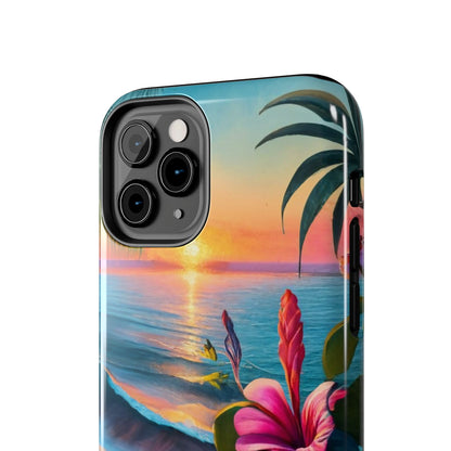 Sunset Beach Hibiscus Palms Tough Phone Case