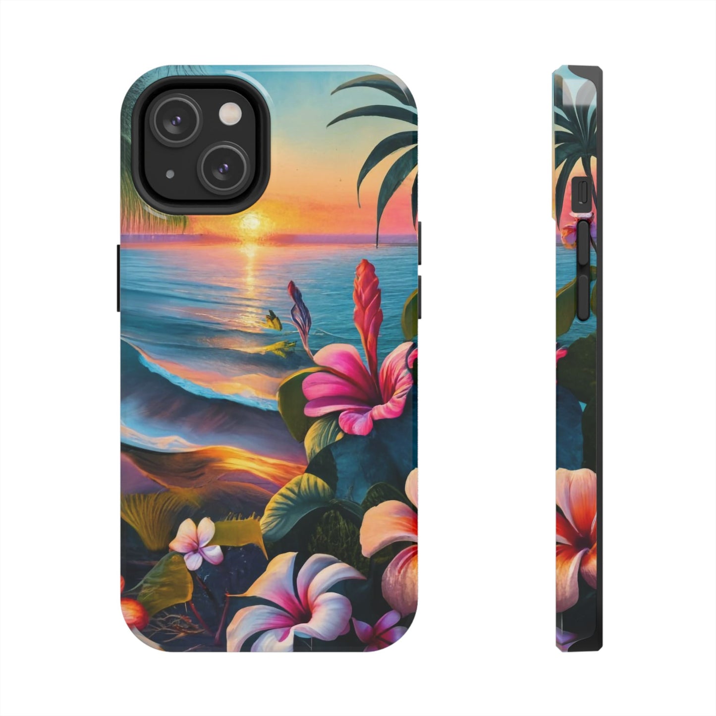 Sunset Beach Hibiscus Palms Tough Phone Case