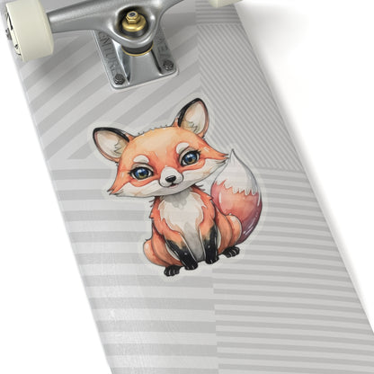 Playful Fox Watercolor Cartoon Sticker