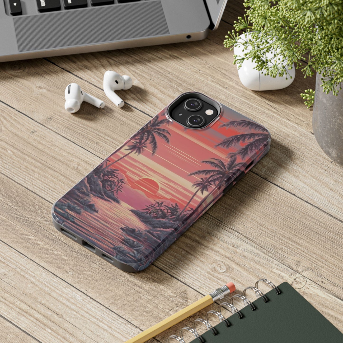 Sunset Serenity Palm Shore Tough Phone Case