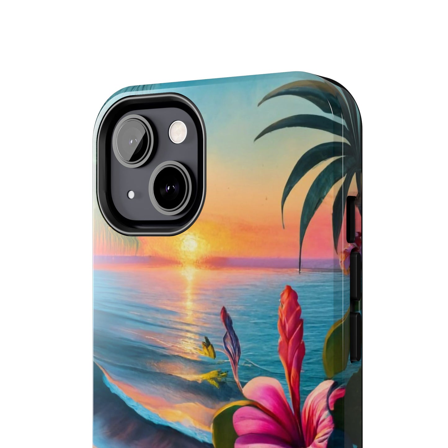 Sunset Beach Hibiscus Palms Tough Phone Case