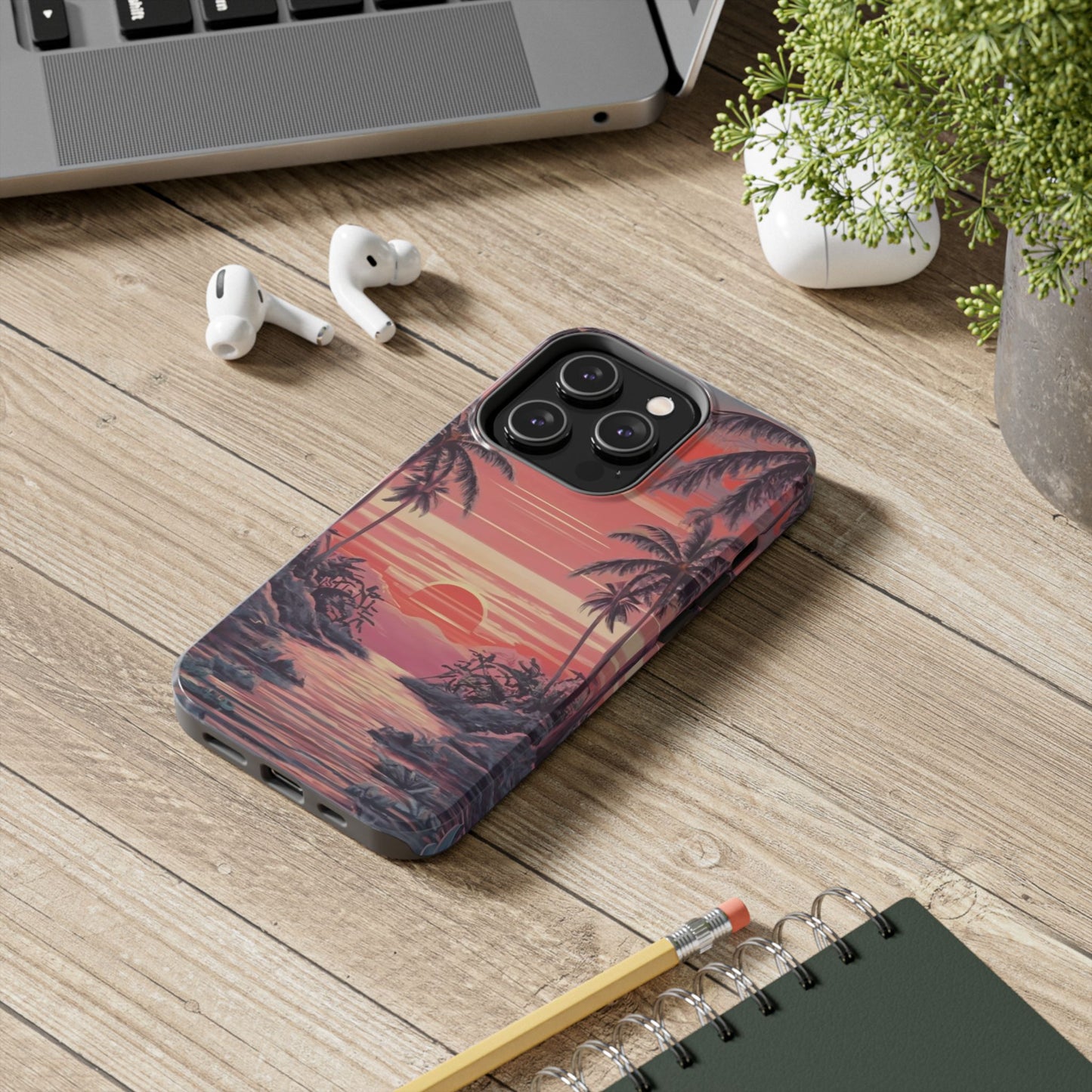 Sunset Serenity Palm Shore Tough Phone Case