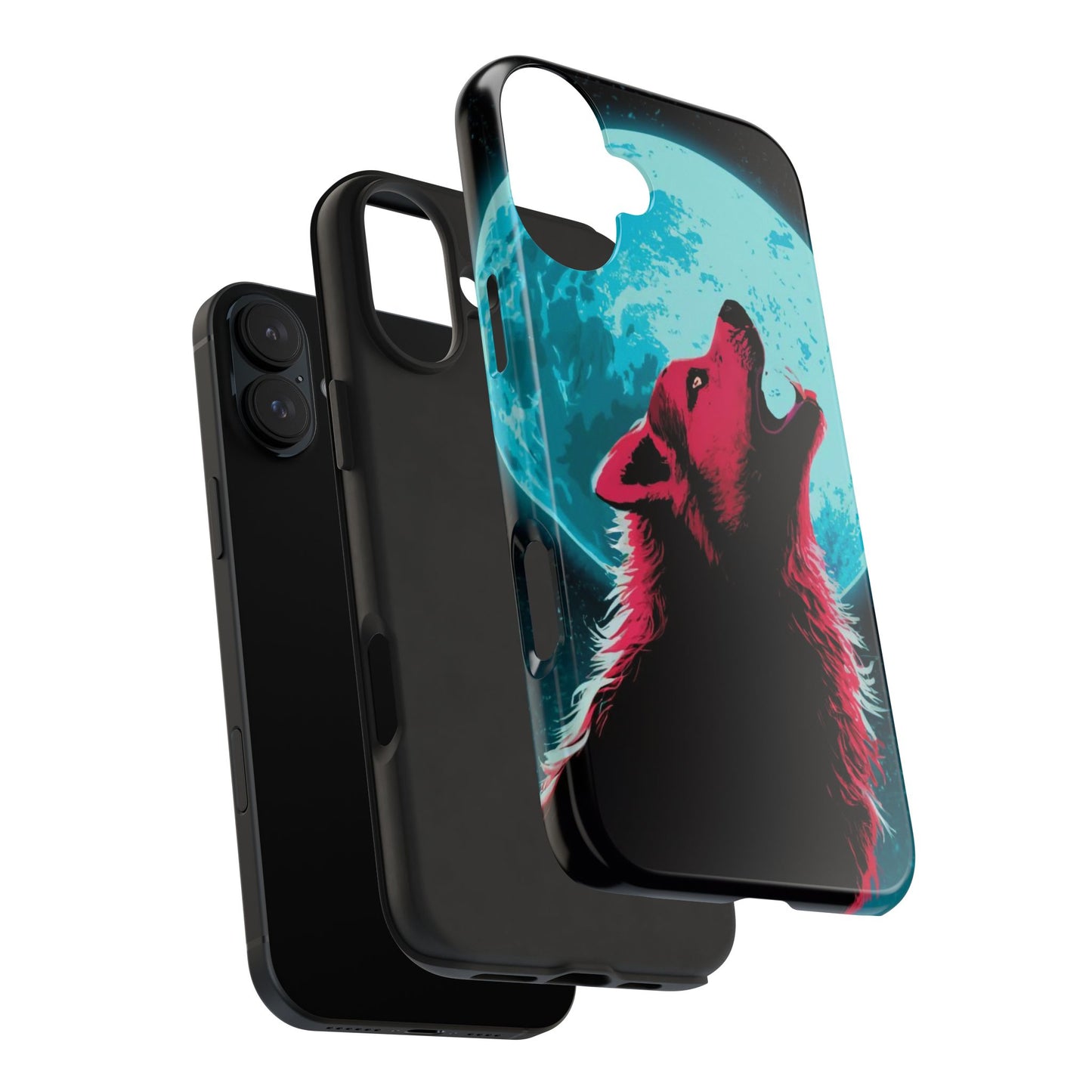 Teal Moon Wolf Serenade Tough Phone Case