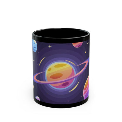 Galaxy Planets Black Mug