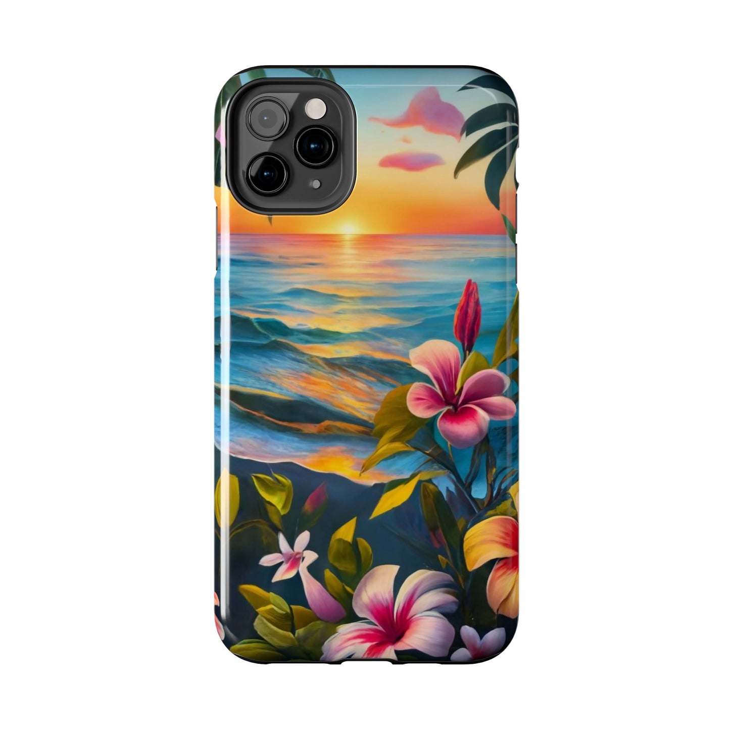 Sunset Palms and Hibiscus Tough Phone Case