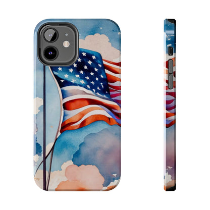 Windswept Patriot Watercolor Flag Tough Phone Case