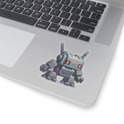 Battle-Ready Gray-Green Robot Vinyl Sticker