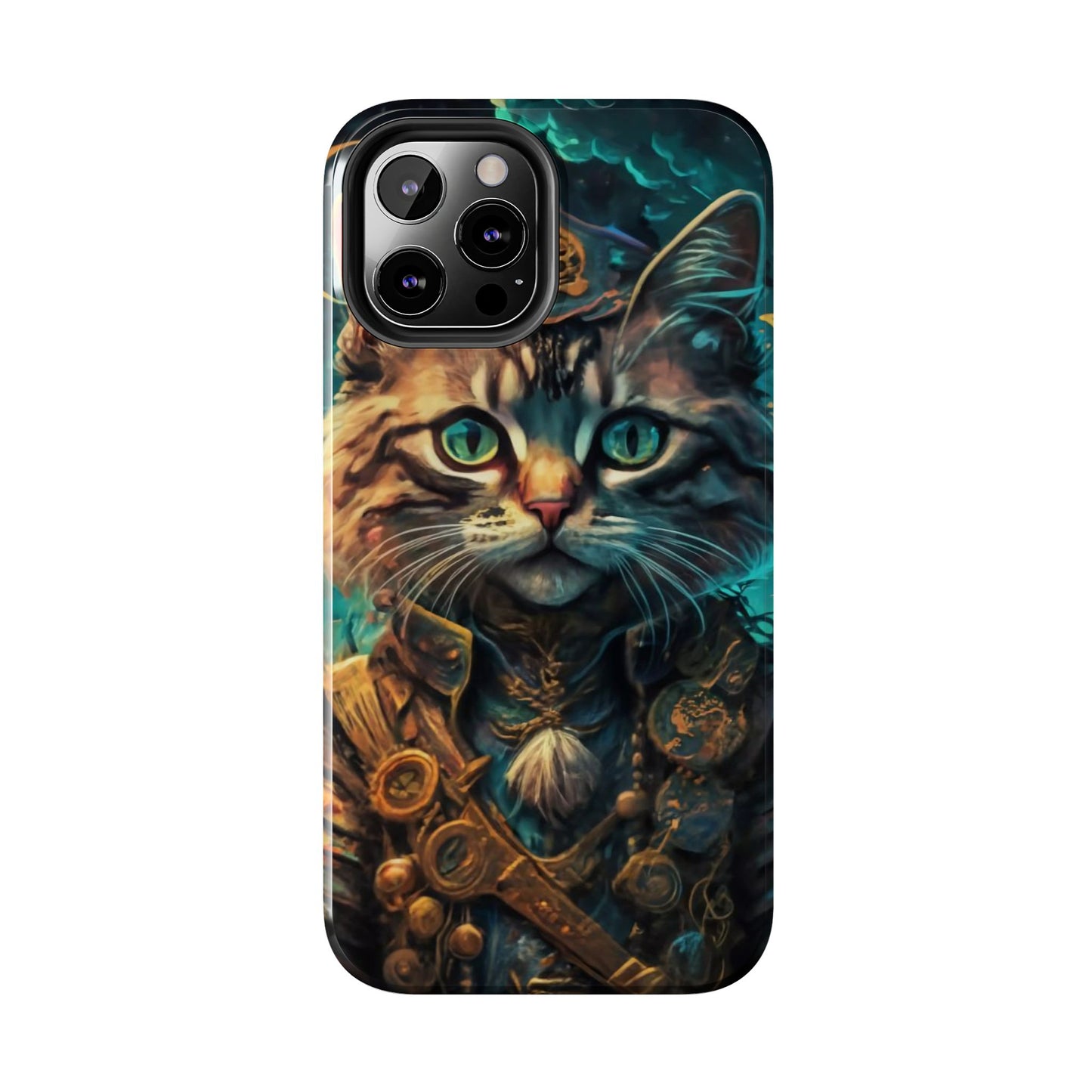 Cartoon Cat Pirate Starry Night Tough Phone Case