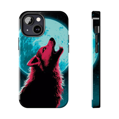 Teal Moon Wolf Serenade Tough Phone Case