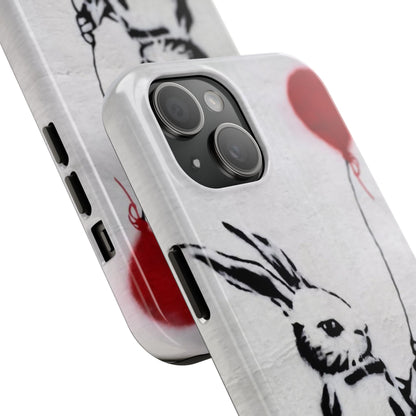 Banksy-Inspired Rabbit Balloon Escape Tough Phone Case