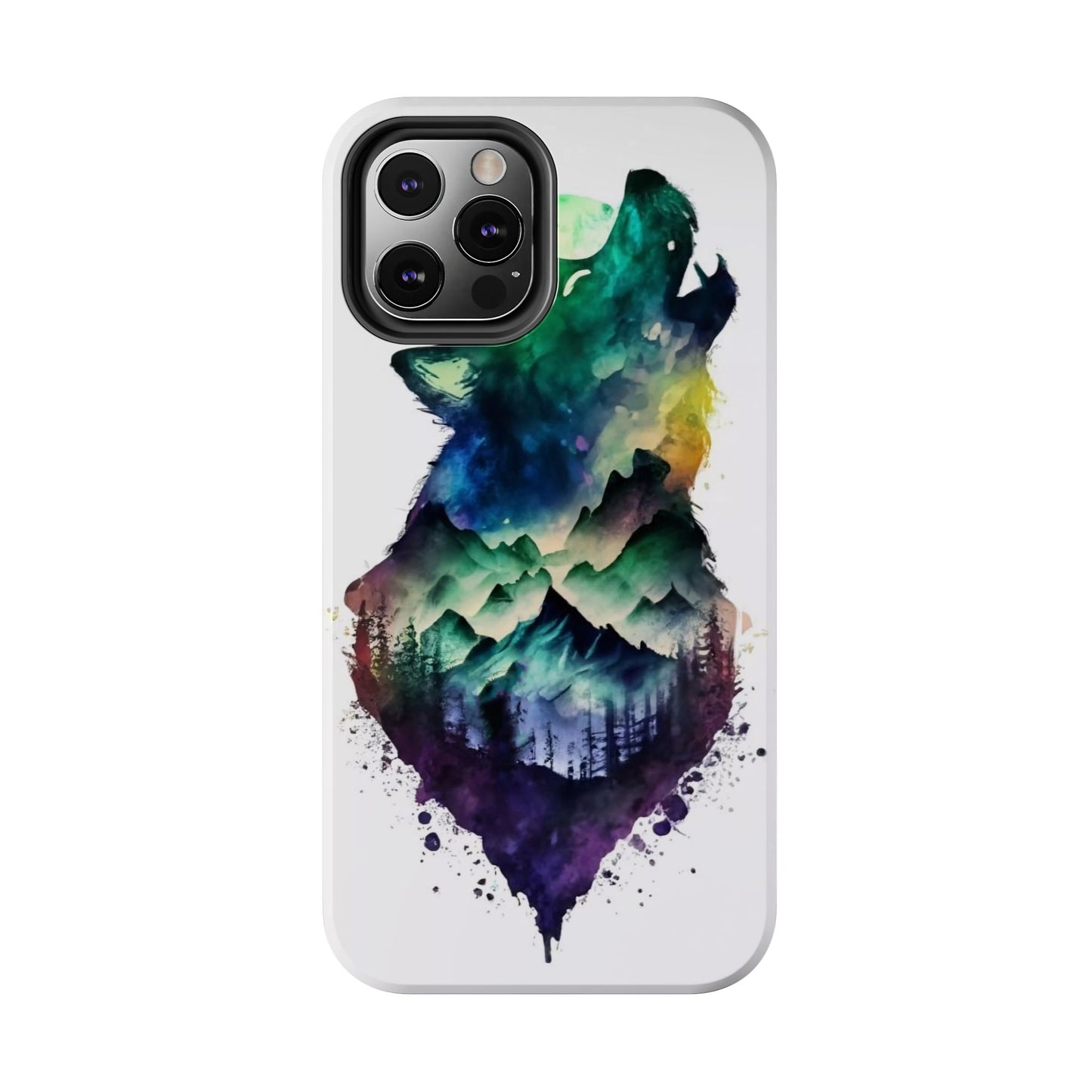 Moonlit Howling Wolf Double Exposure Tough Phone Case