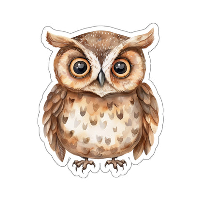 Chocolate Brown Owl Watercolor Cartoon Sticker