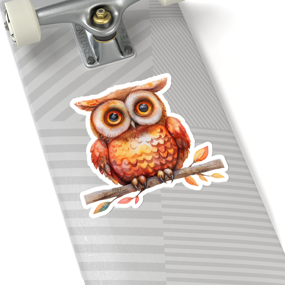 Cute Orange Owl Watercolor Cartoon Sticker