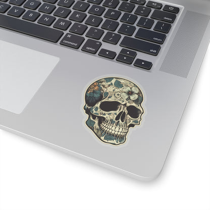 Tan Floral Skull Sticker