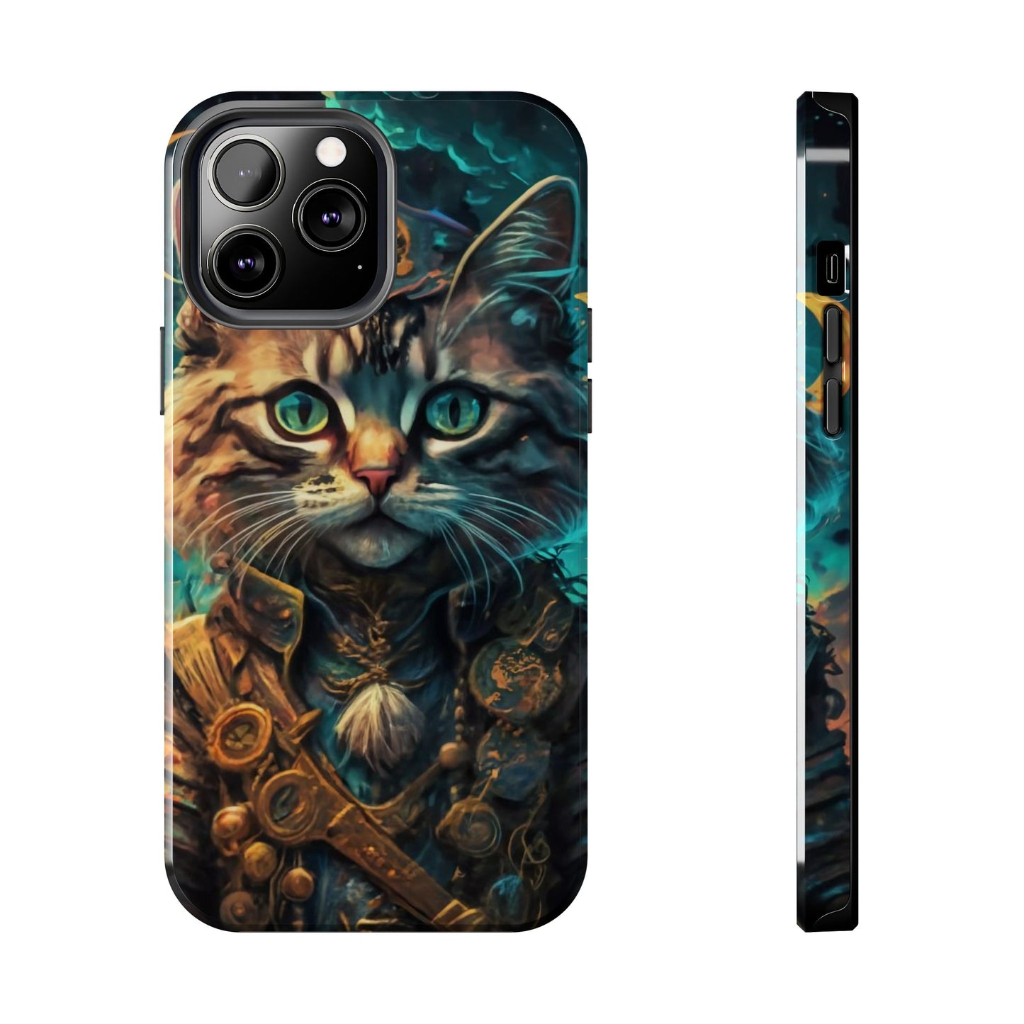 Cartoon Cat Pirate Starry Night Tough Phone Case