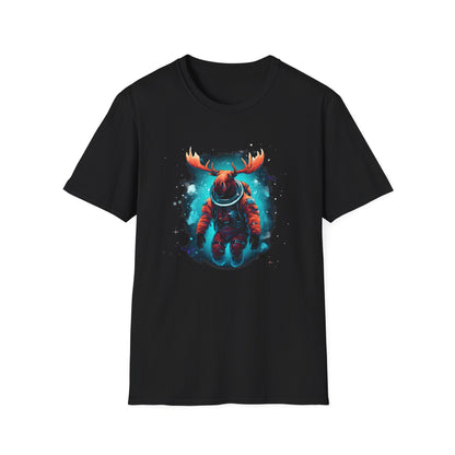 Cosmic Antlers Unisex Softstyle T-Shirt - Comfortable Tee with Unique Cosmic Design for Nature Enthusiasts