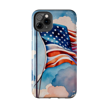 Windswept Patriot Watercolor Flag Tough Phone Case