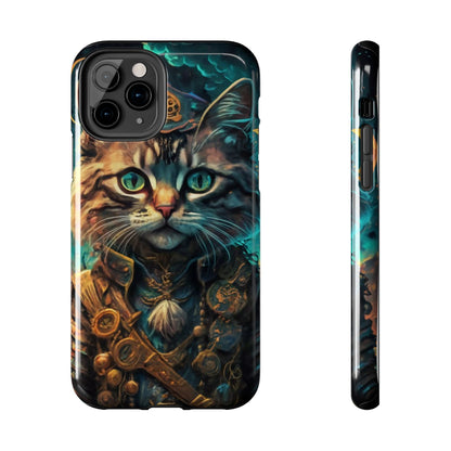 Cartoon Cat Pirate Starry Night Tough Phone Case