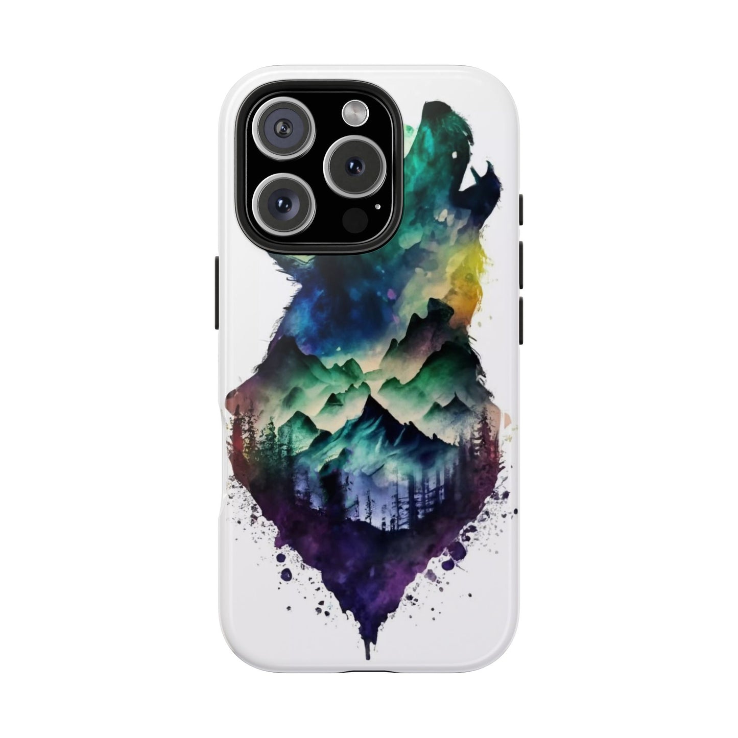 Moonlit Howling Wolf Double Exposure Tough Phone Case