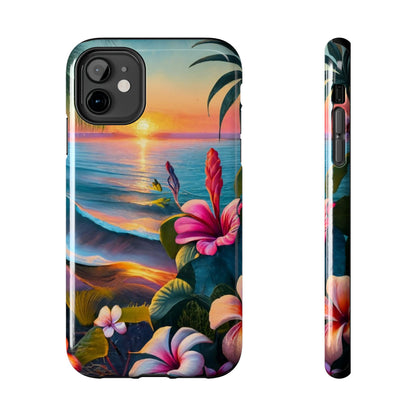 Sunset Beach Hibiscus Palms Tough Phone Case