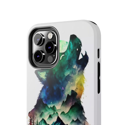 Moonlit Howling Wolf Double Exposure Tough Phone Case