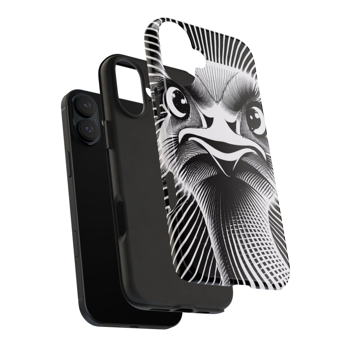 Mystical Stare Monochrome Ostrich Tough Phone Case