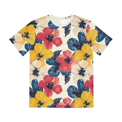 Tropical Ink Blooms Tee - Red, Blue, & Yellow Floral Shirt