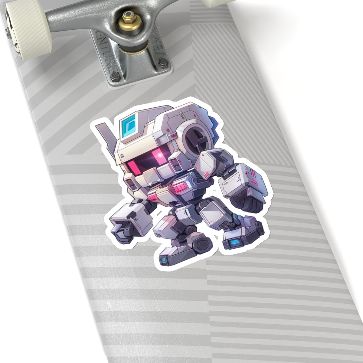 Futuristic White Blocky Robot Vinyl Sticker