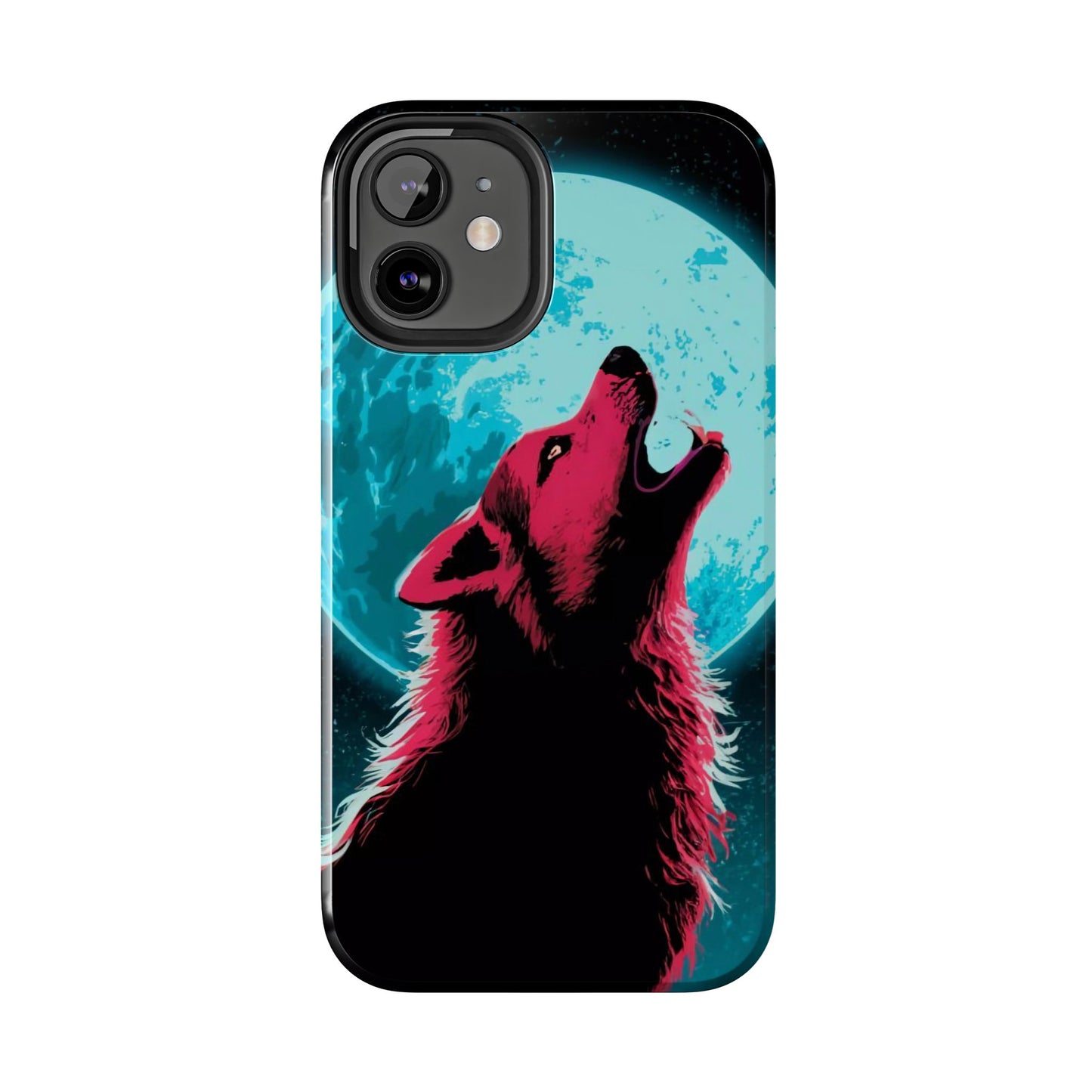 Teal Moon Wolf Serenade Tough Phone Case