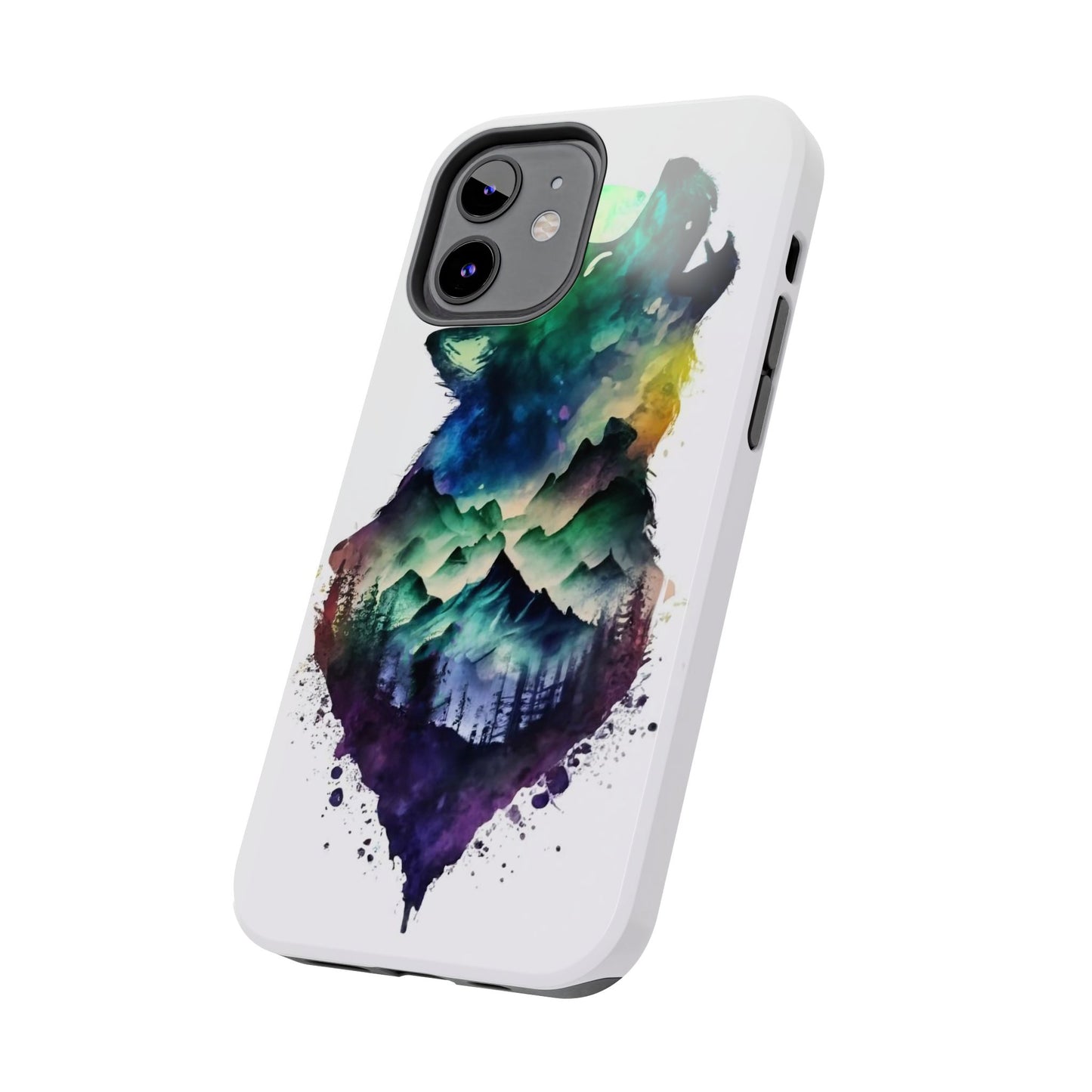 Moonlit Howling Wolf Double Exposure Tough Phone Case