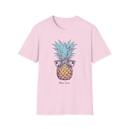 Stay Juicy Pineapple Unisex Softstyle T-Shirt - Comfortable Tee with Playful Pineapple Design for Summer Vibes